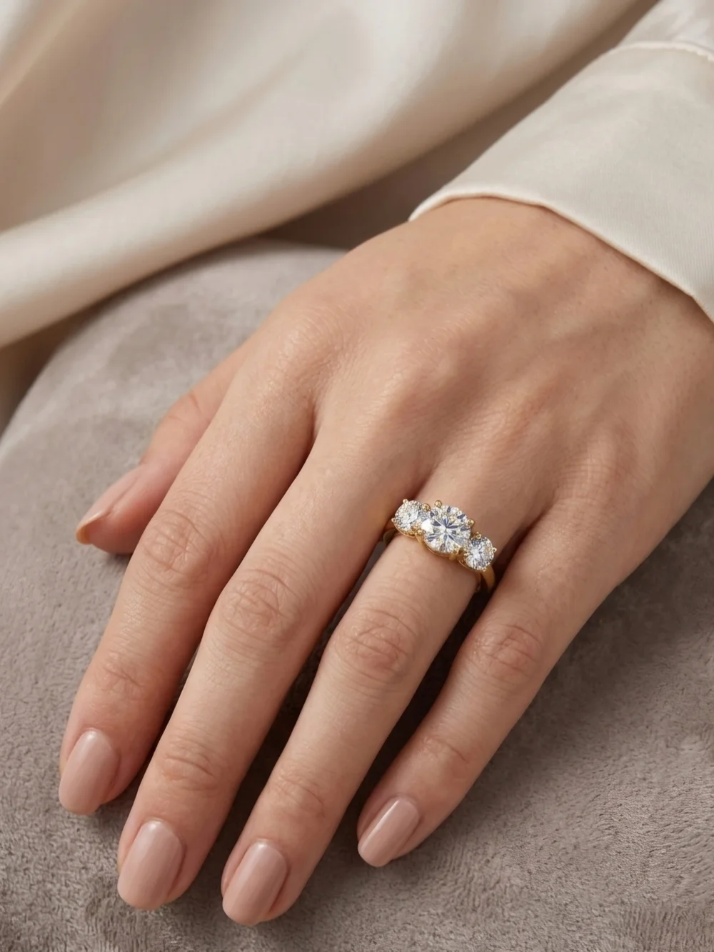 Moissanite 4 CTW 3 Stone Ring